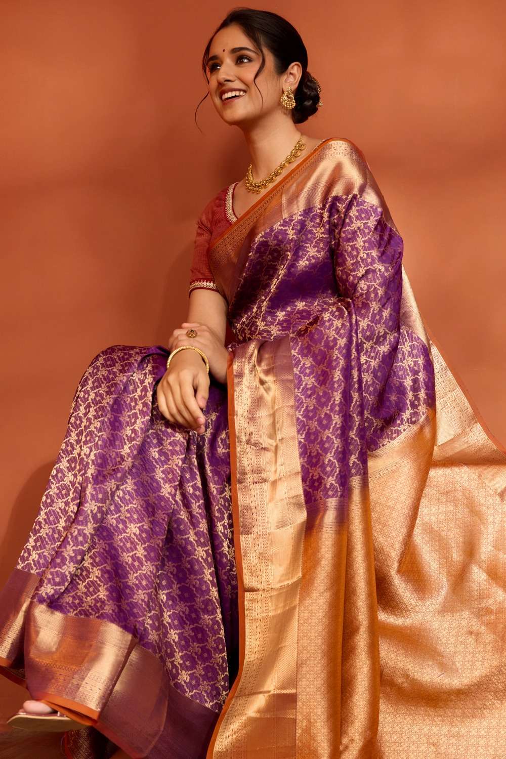 Violet Woven Apsara Silk Viscose Saree image number null