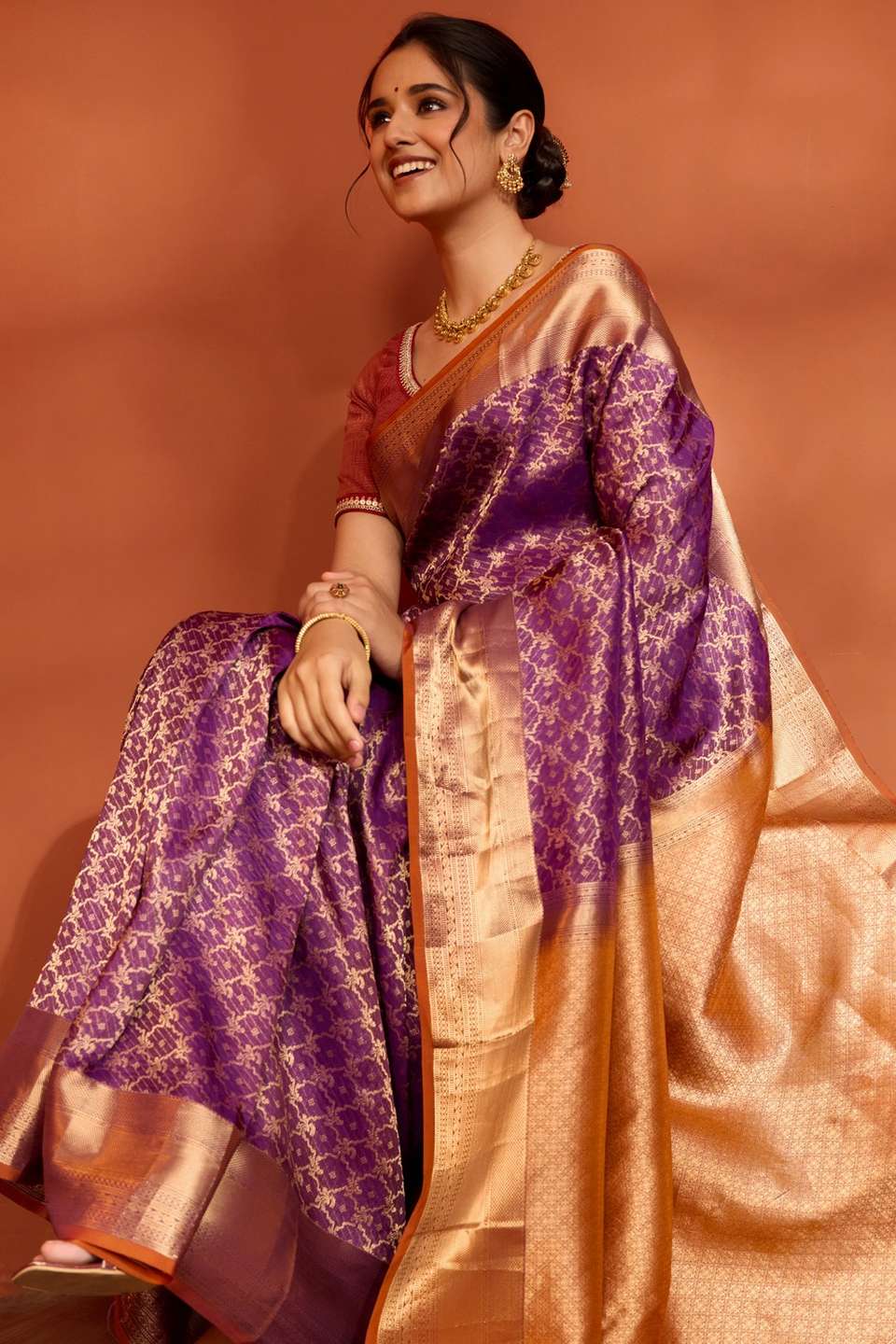 Violet Woven Apsara Silk Viscose Saree