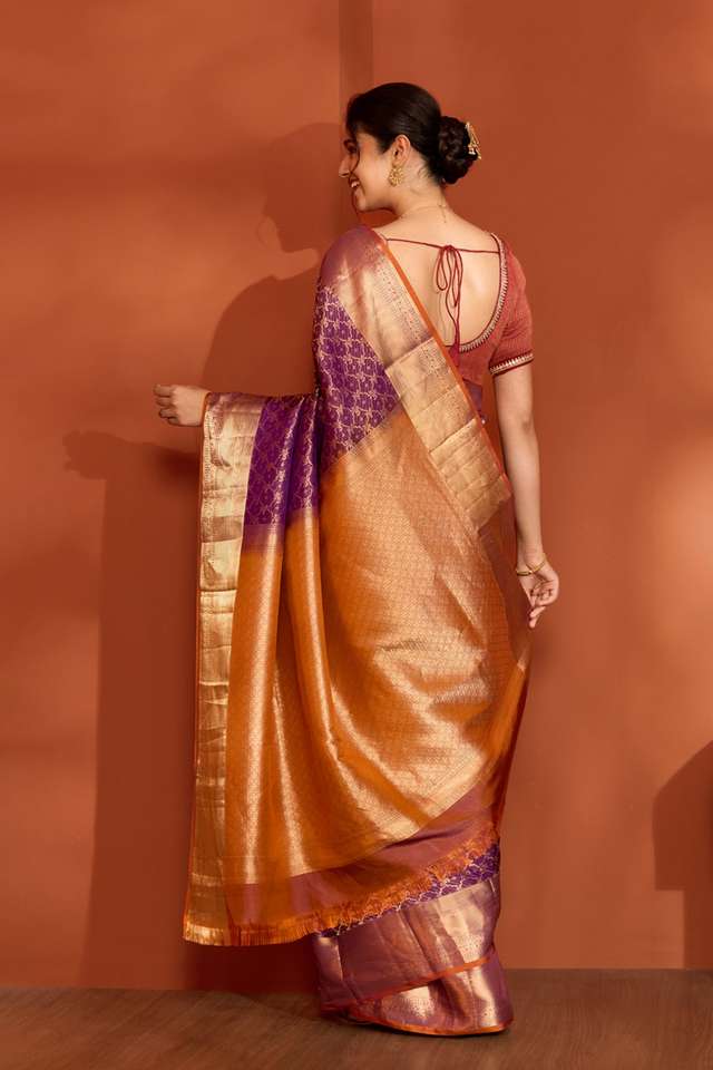 Violet Woven Apsara Silk Viscose Saree thumbnail image number null