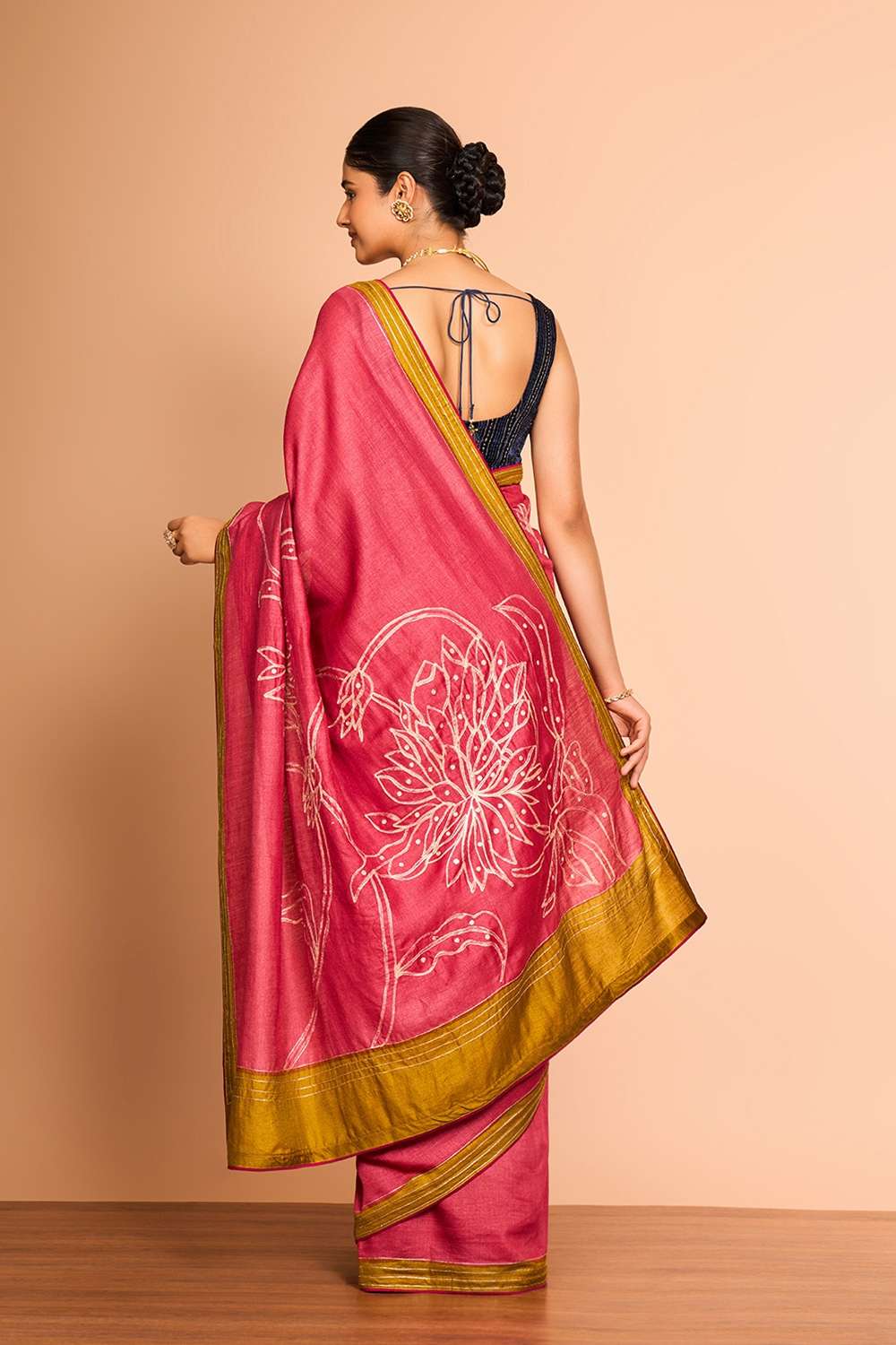Red Embroidered Pure Tussar Silk Saree image number null