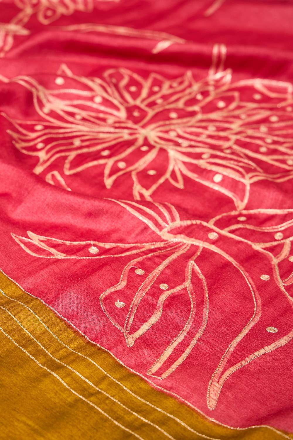Red Embroidered Pure Tussar Silk Saree image number null