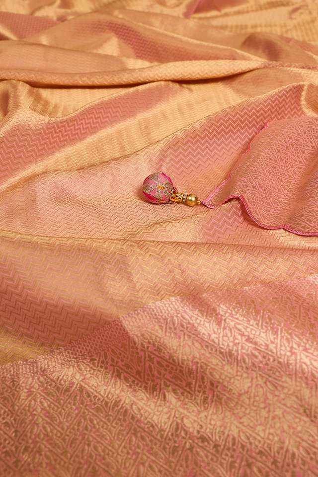 Pink Woven Viscose Tissue Saree thumbnail image number null