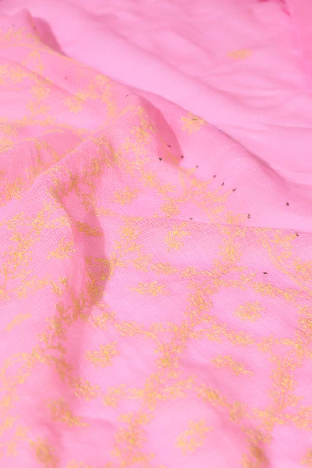 Light Pink Lucknow Pure Cotton Kota Chikankari Saree image number null