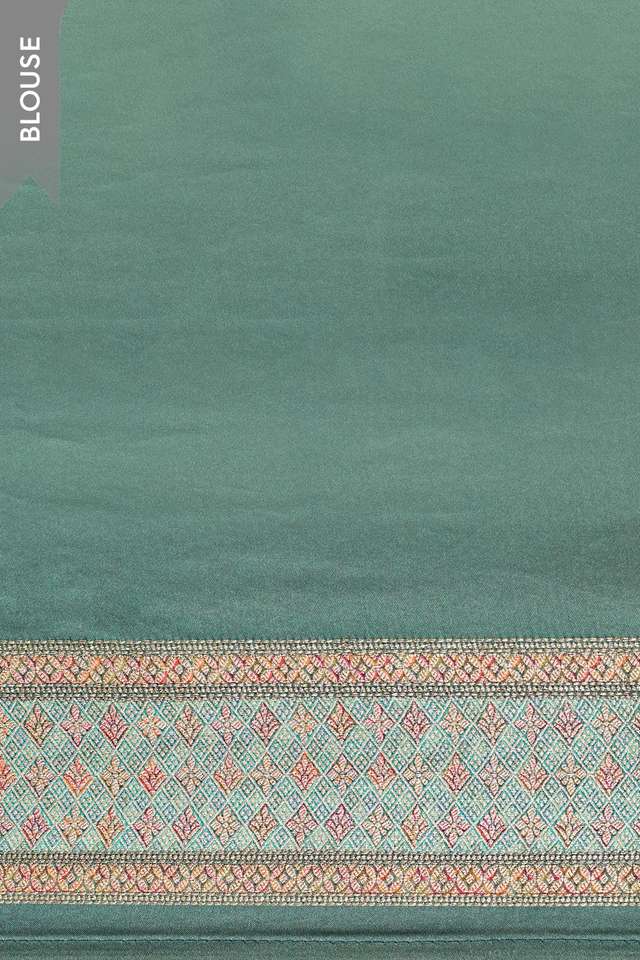 Blue Viscose Satin Woven Saree thumbnail image number null