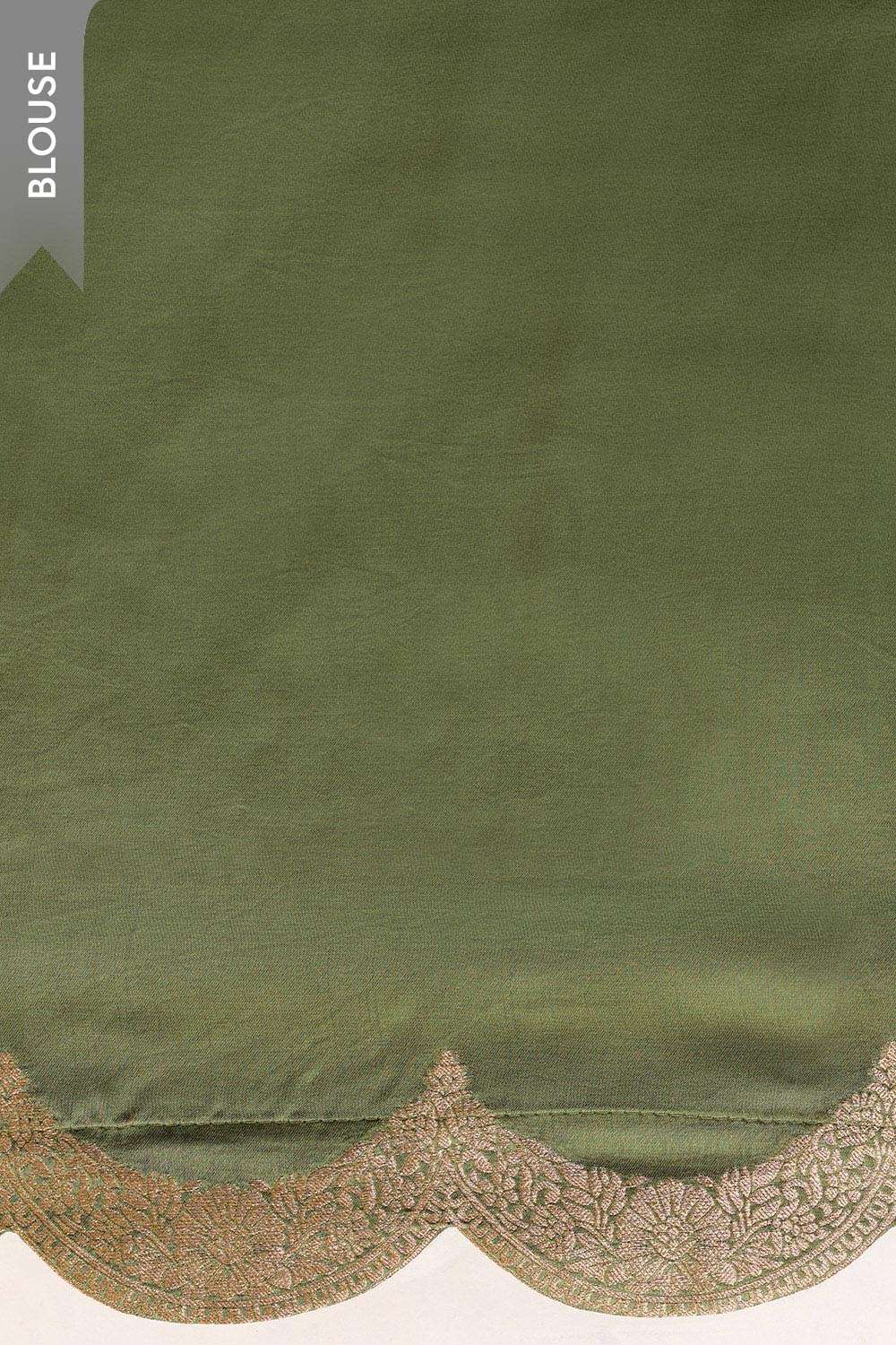 Green Woven Viscose Satin Saree image number null