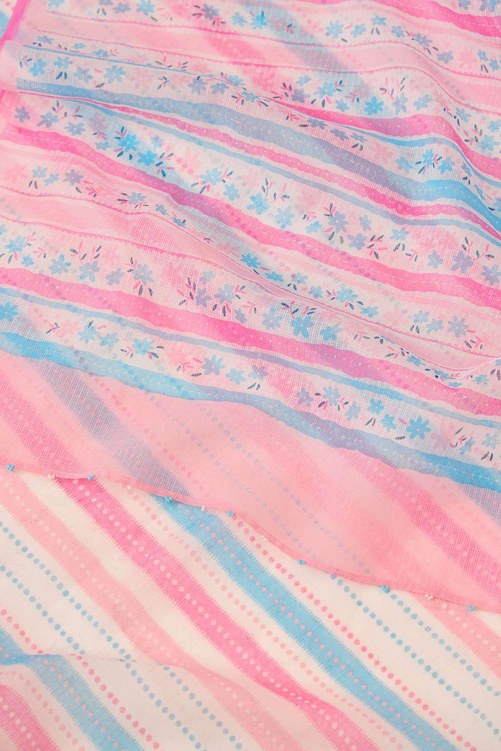 Light Pink Bengal Screen Printed Pure Cotton Kota Saree image number null