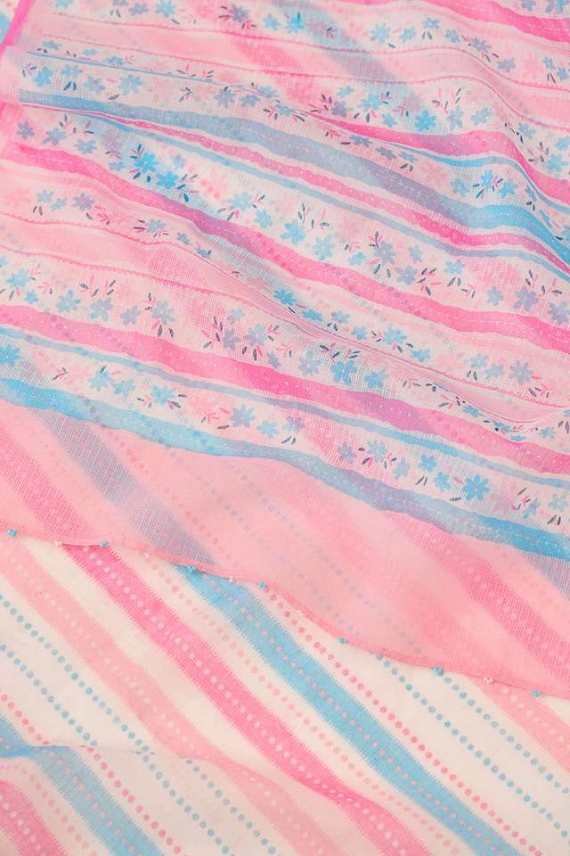 Light Pink Bengal Screen Printed Pure Cotton Kota Saree thumbnail image number null