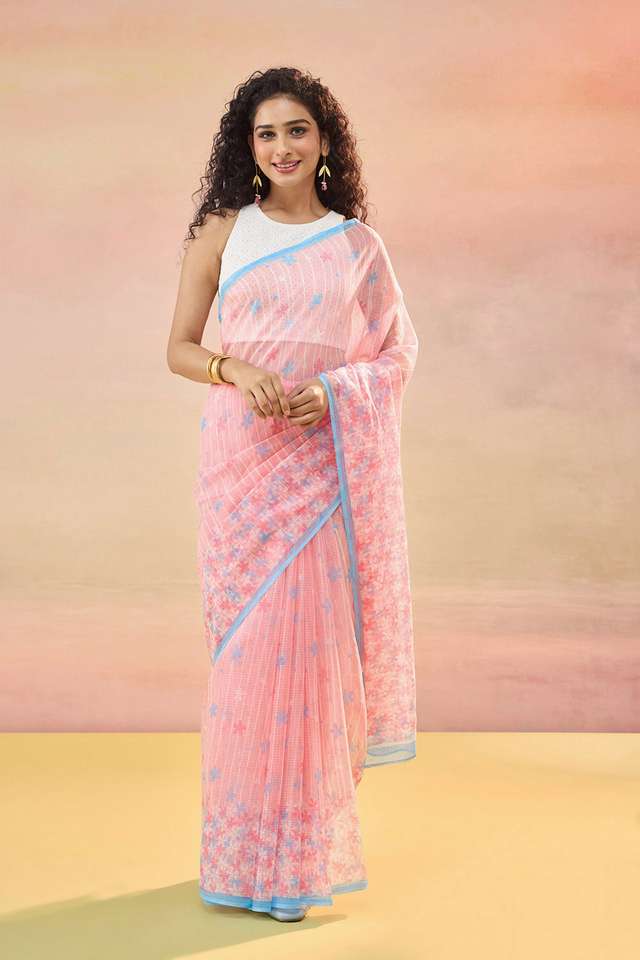 Pink Screen Printed Pure Cotton Kota Saree thumbnail image number null