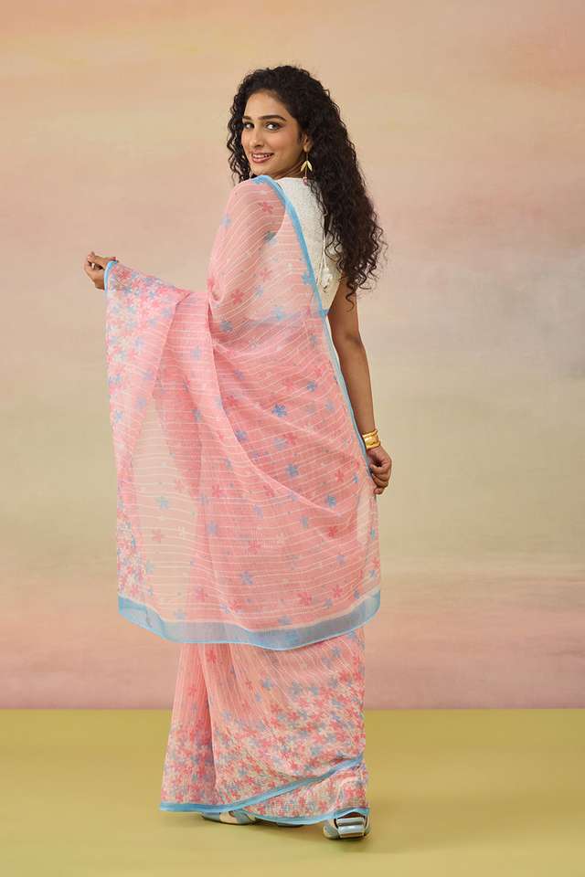 Pink Screen Printed Pure Cotton Kota Saree thumbnail image number null