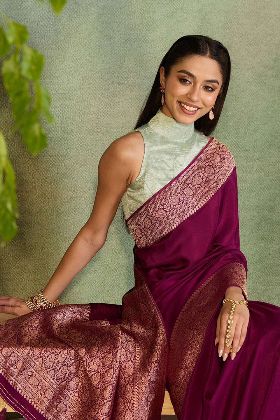 Purple Woven Design Pure Viscose Saree