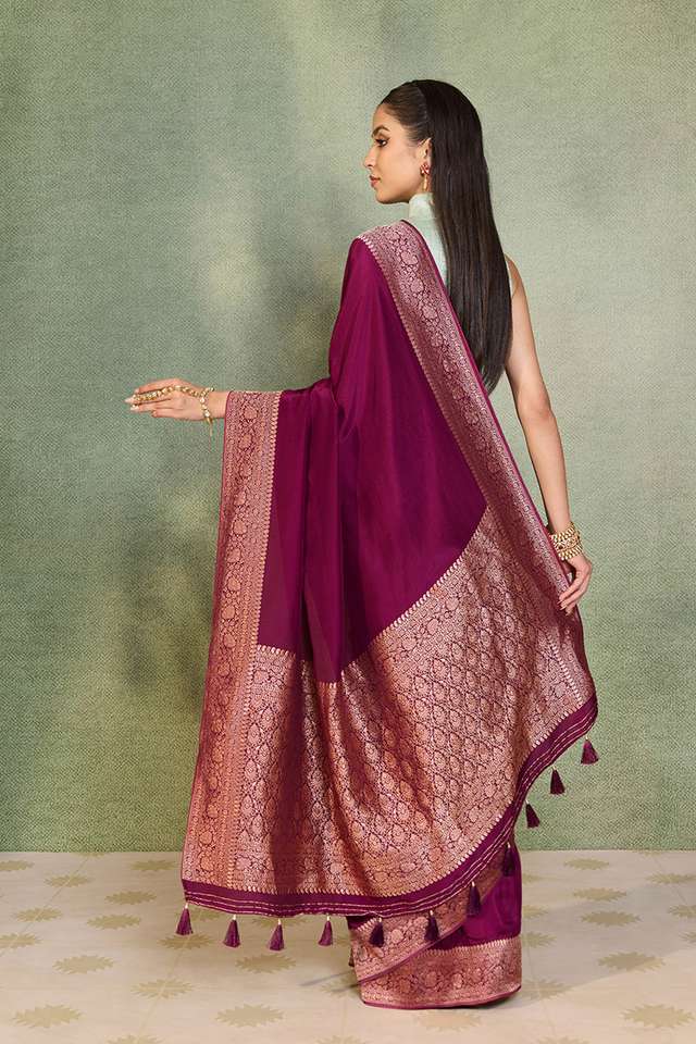 Purple Woven Design Pure Viscose Saree thumbnail image number null