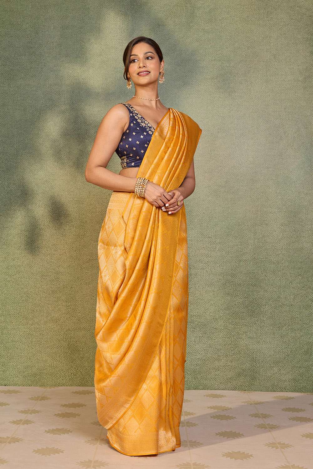 Yellow Woven Pure Viscose Saree image number null