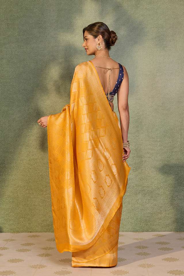 Yellow Woven Pure Viscose Saree thumbnail image number null