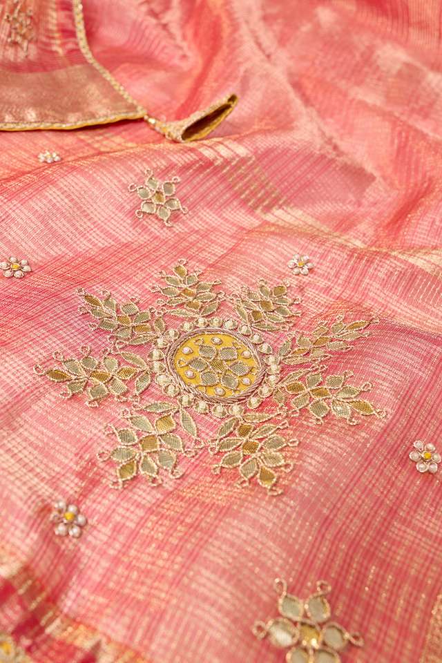 Red Viscose Tissue Gota Patti Emroidery Saree thumbnail image number null