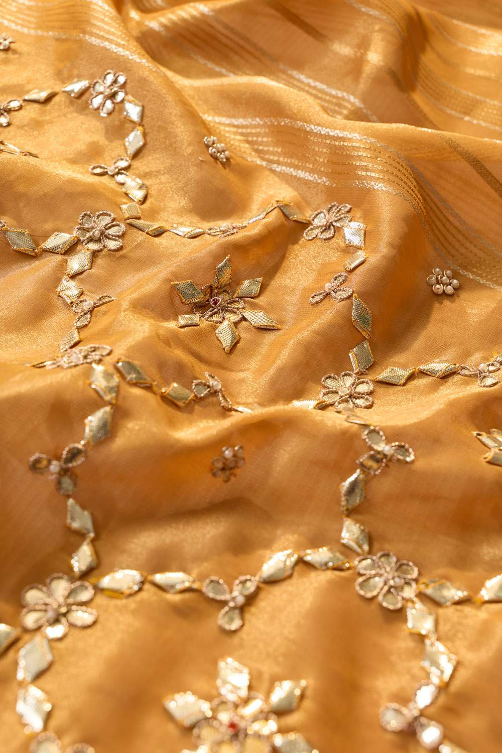 Orange Viscose Tissue Gota Patti Saree image number null