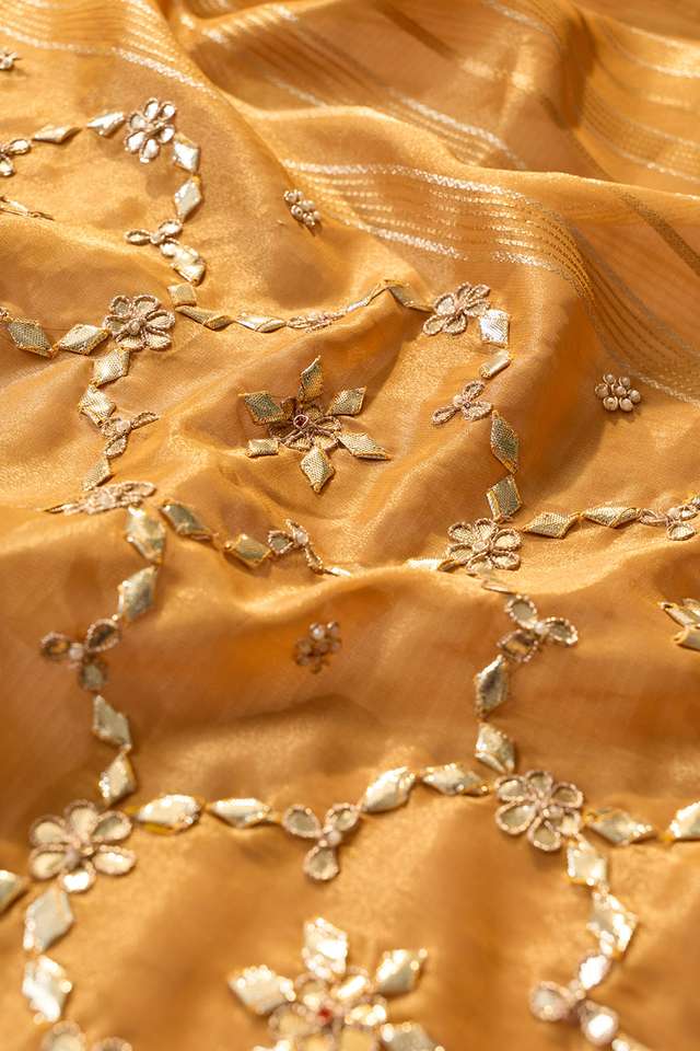 Orange Viscose Tissue Gota Patti Saree thumbnail image number null