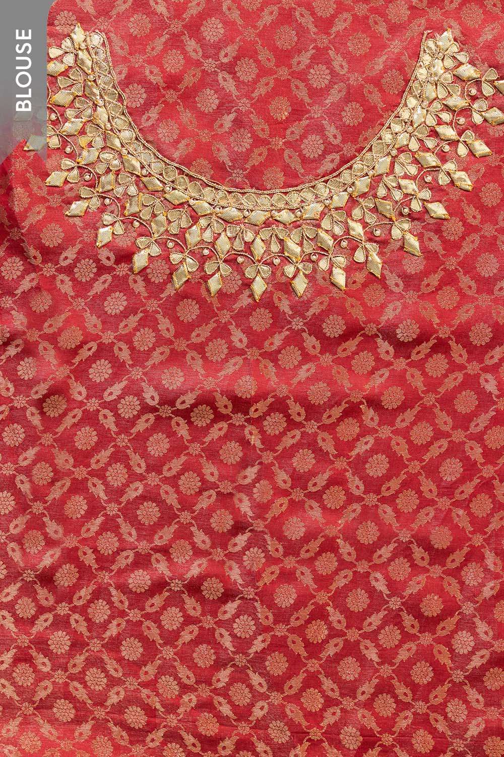 Orange Viscose Tissue Gota Patti Saree image number null