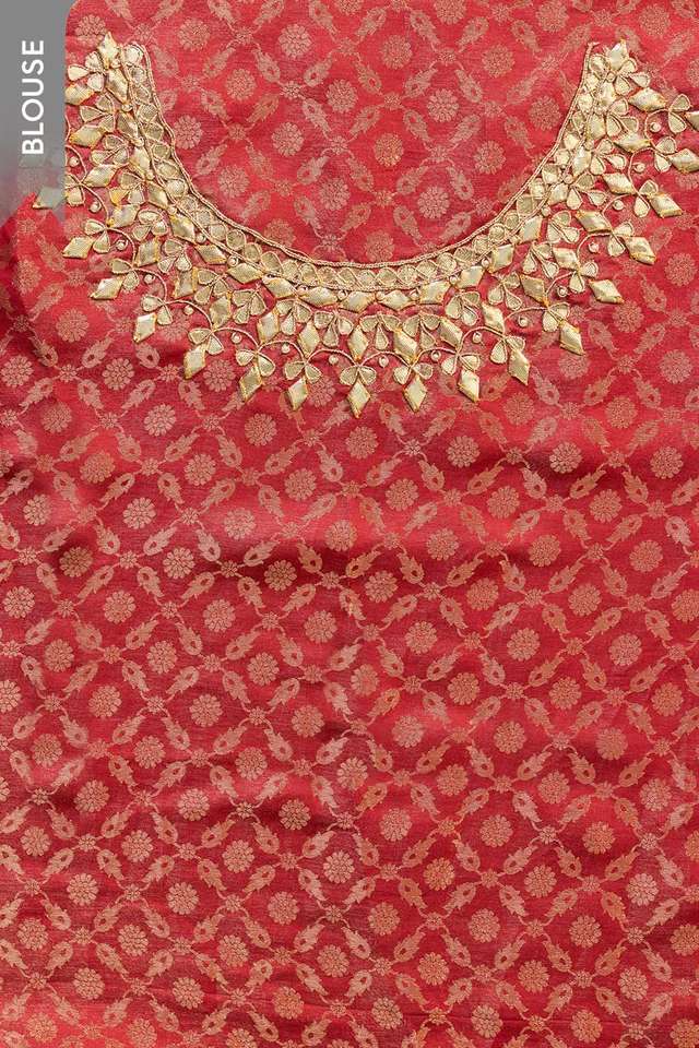 Orange Viscose Tissue Gota Patti Saree thumbnail image number null
