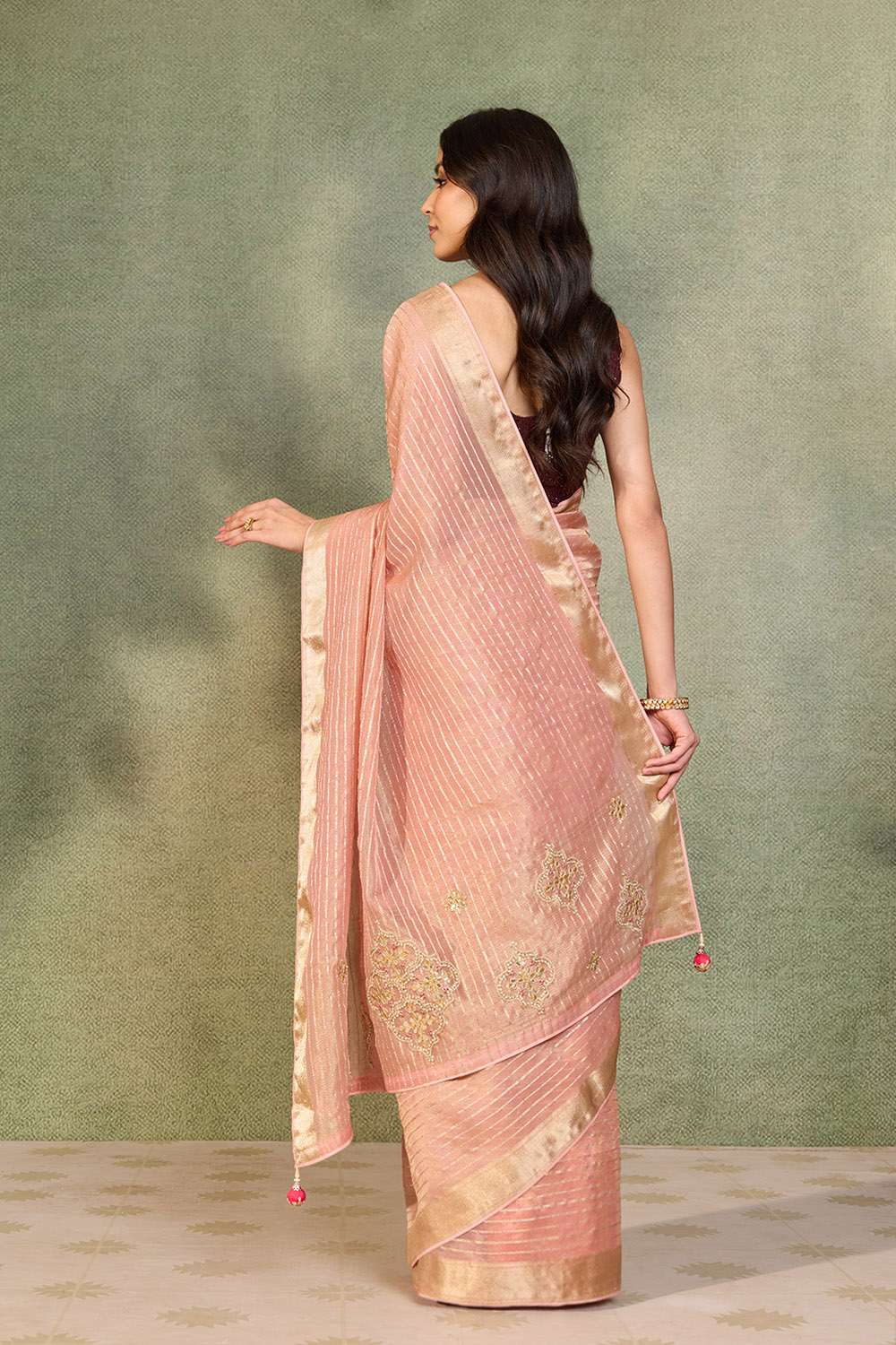 Light Pink Viscose Tissue Gota Patti Saree image number null