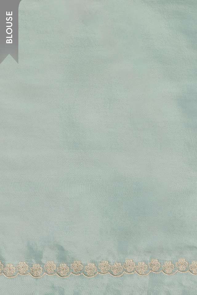 Light Blue Viscose Organza Embroidered Saree thumbnail image number null