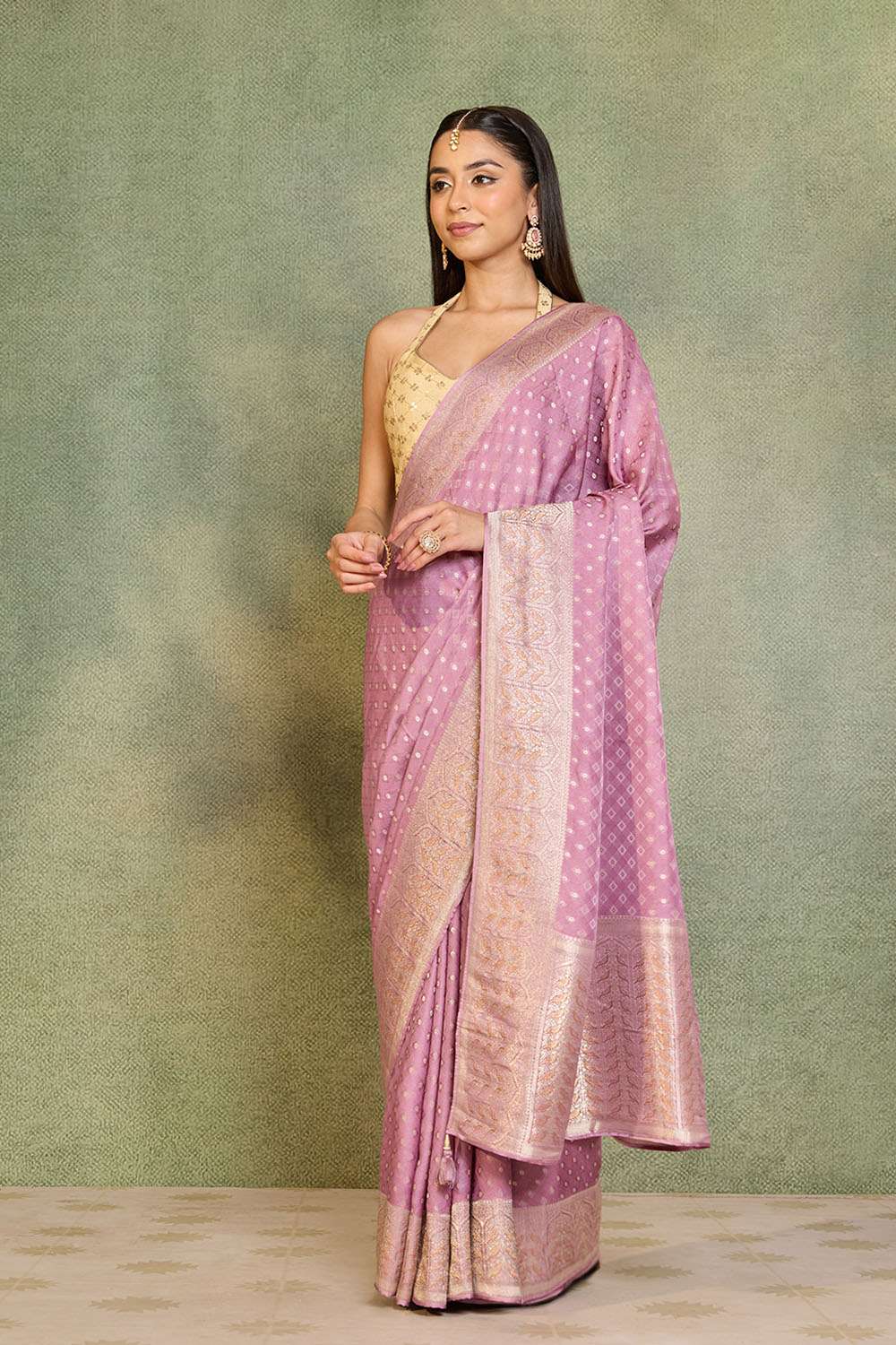 Violet Woven Pure Viscose Saree image number null