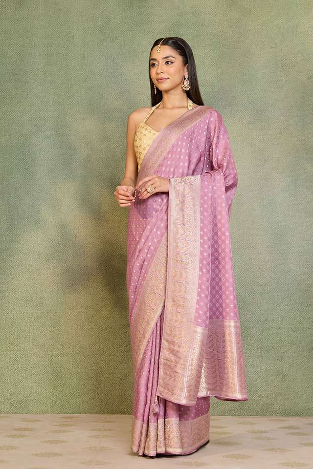 Violet Woven Pure Viscose Saree thumbnail image number null