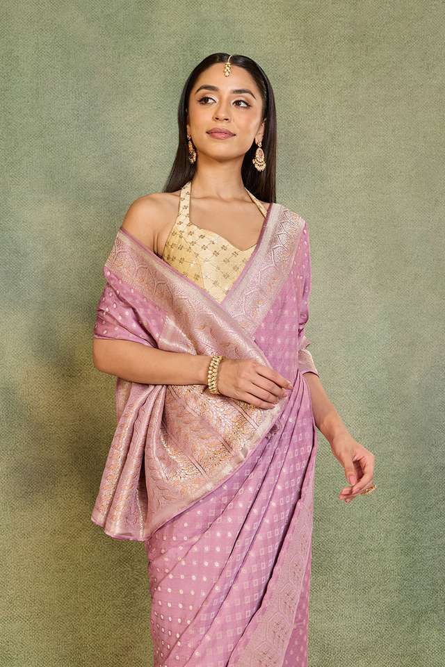 Violet Woven Pure Viscose Saree thumbnail image number null
