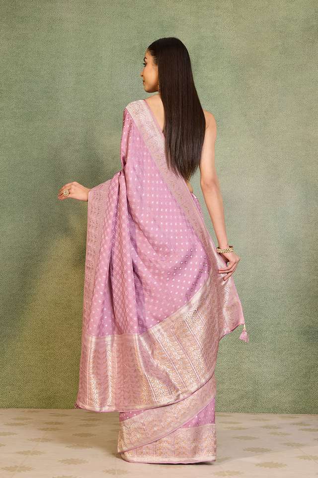 Violet Woven Pure Viscose Saree thumbnail image number null