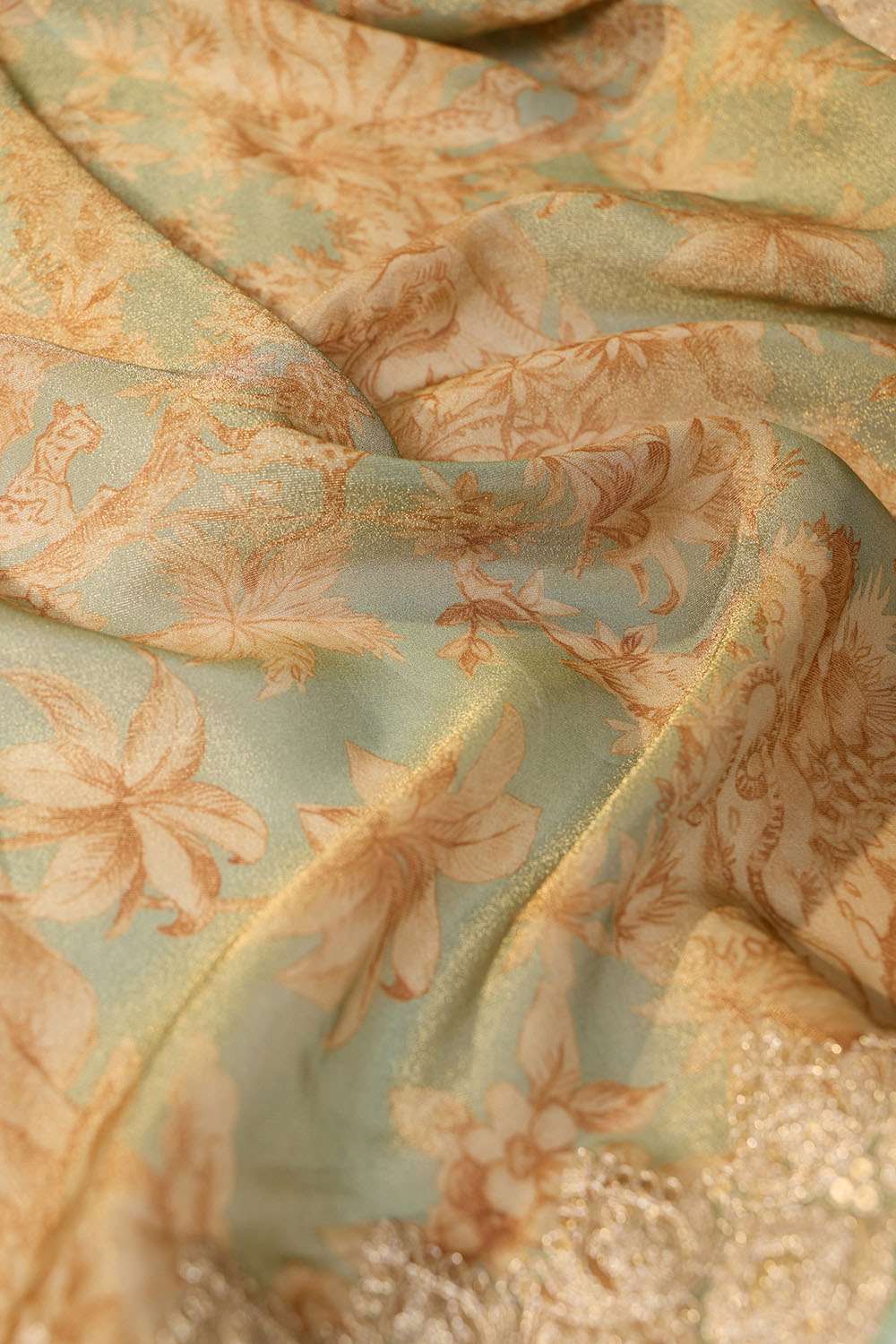 Light Blue Viscose Tissue Embroidered Saree image number null