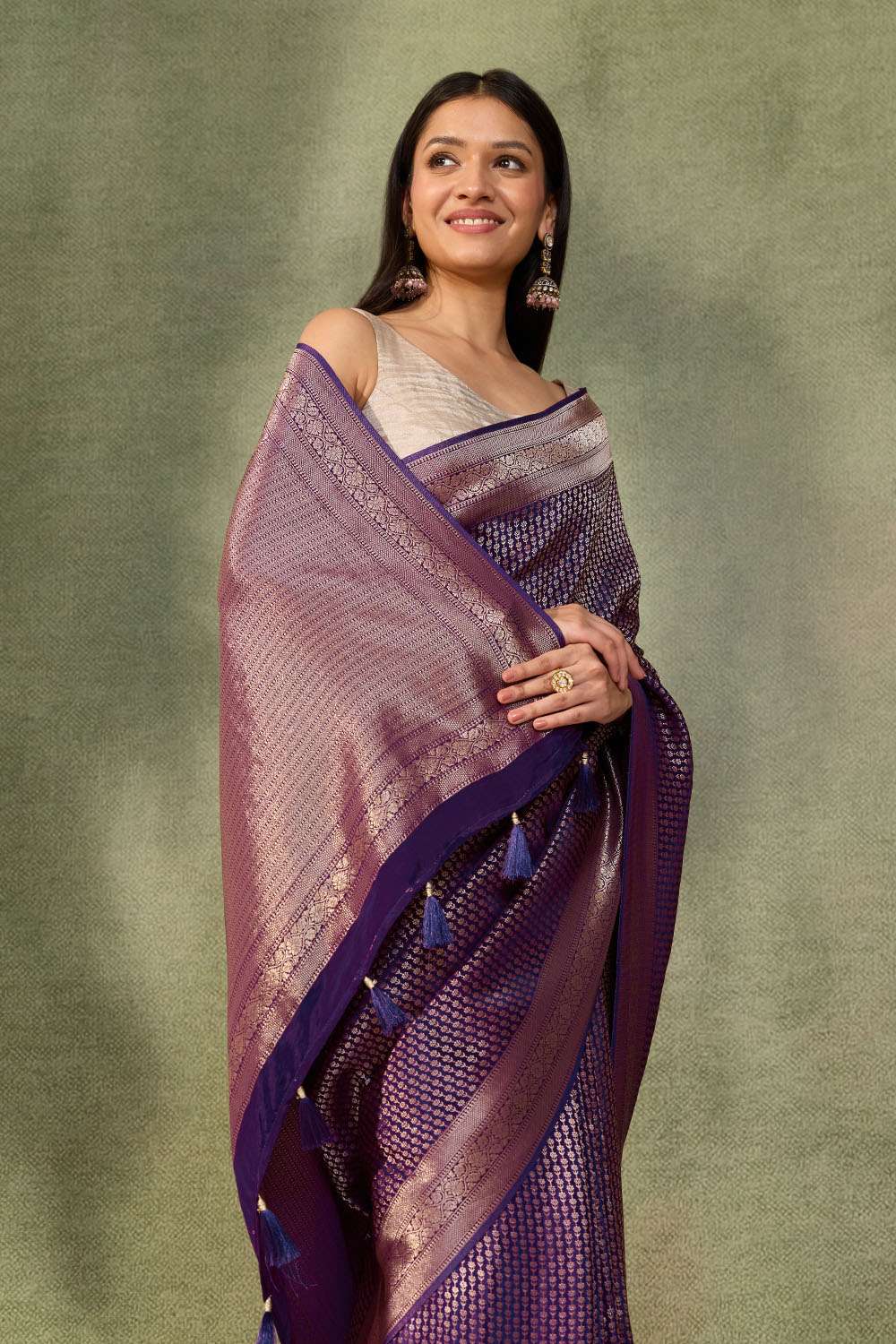 Purple Woven Pure Viscose Saree image number null
