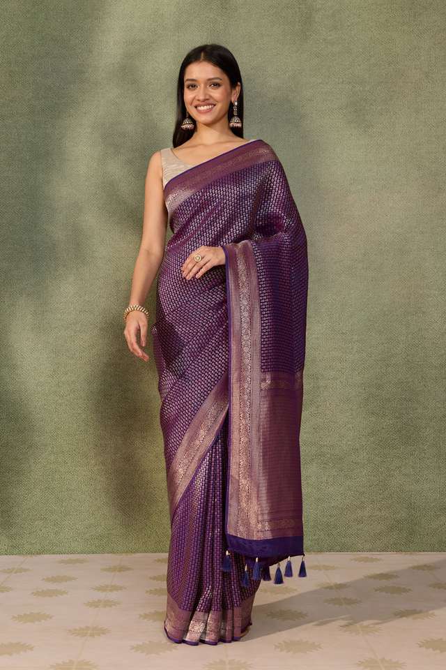 Purple Woven Pure Viscose Saree thumbnail image number null