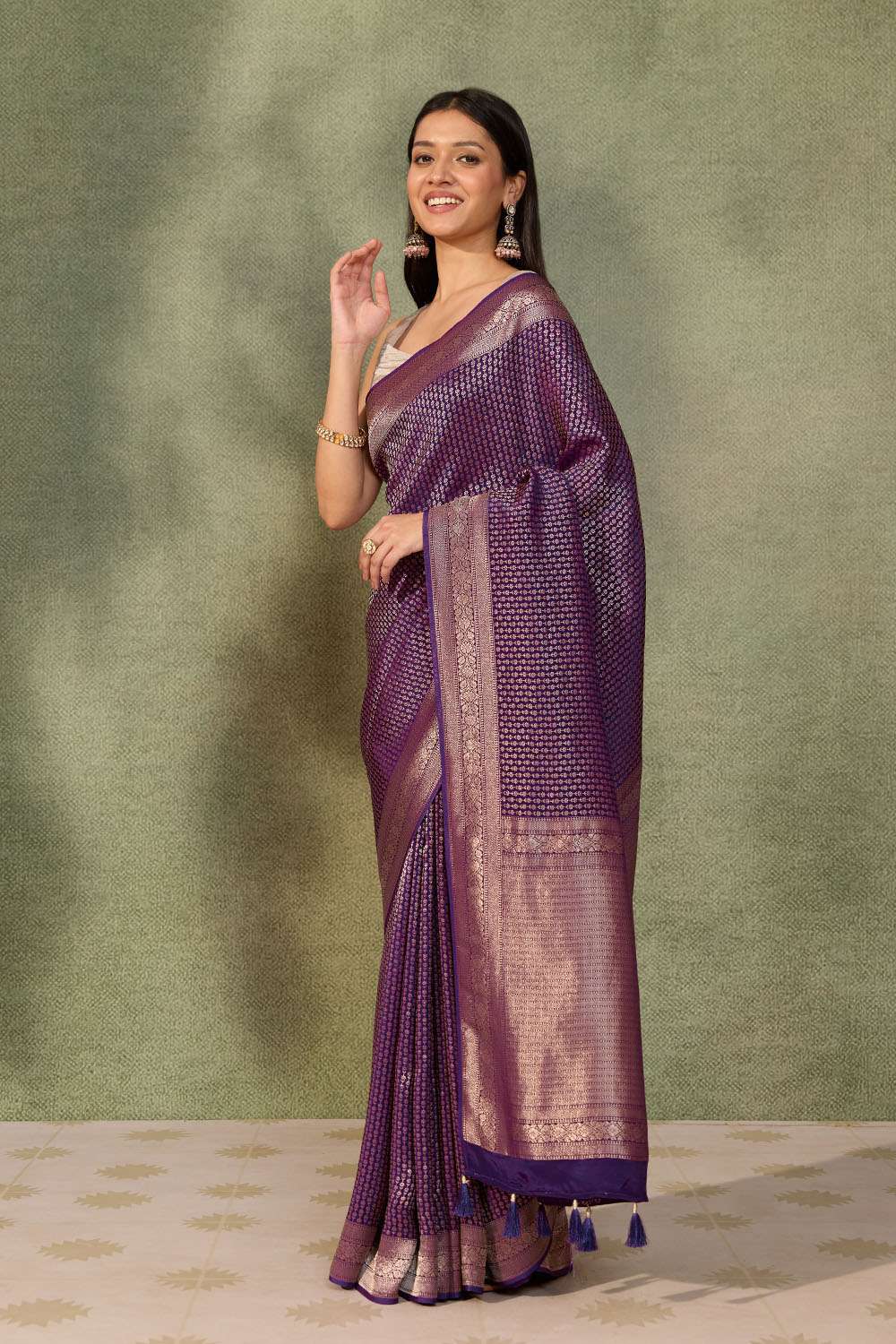 Purple Woven Pure Viscose Saree image number null