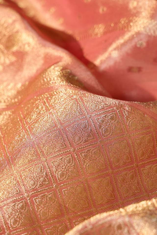 Pink Woven Viscose Tissue Saree thumbnail image number null