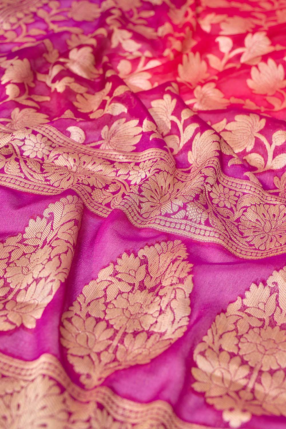 Pink Pure Silk Georgette Cutwork Banarasi Saree image number null
