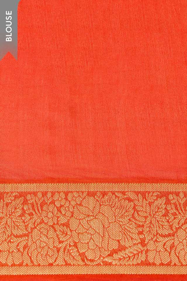 Orange Pure Silk Georgette Cutwork Banarasi Saree thumbnail image number null