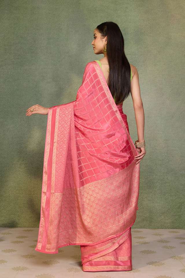 Light Pink Woven Pure Viscose Saree thumbnail image number null