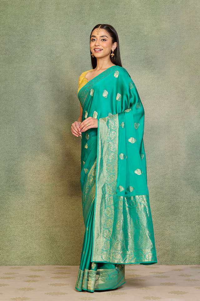 Green Woven Pure Viscose Saree thumbnail image number null