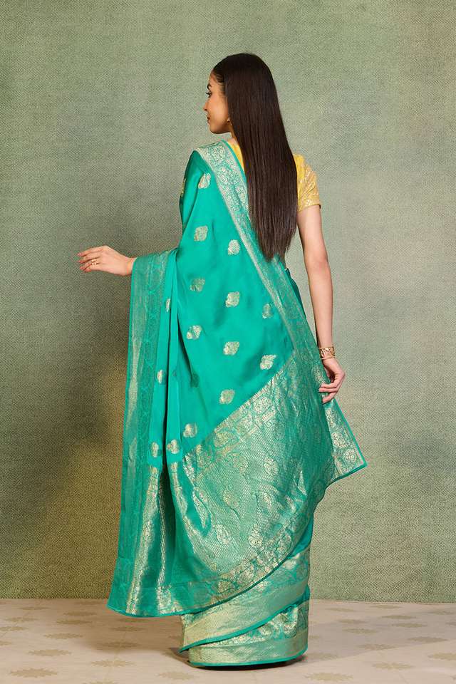 Green Woven Pure Viscose Saree thumbnail image number null