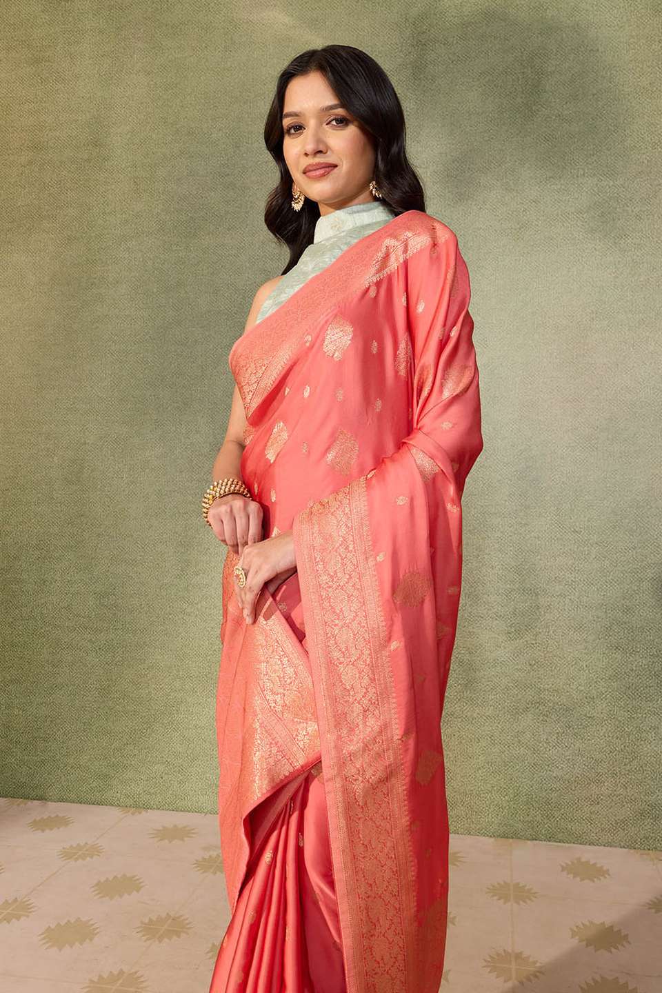 Light Pink Woven Pure Viscose Saree