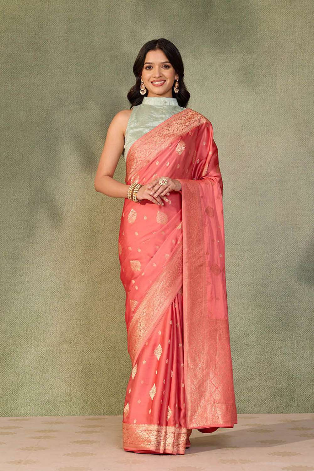 Light Pink Woven Pure Viscose Saree image number null