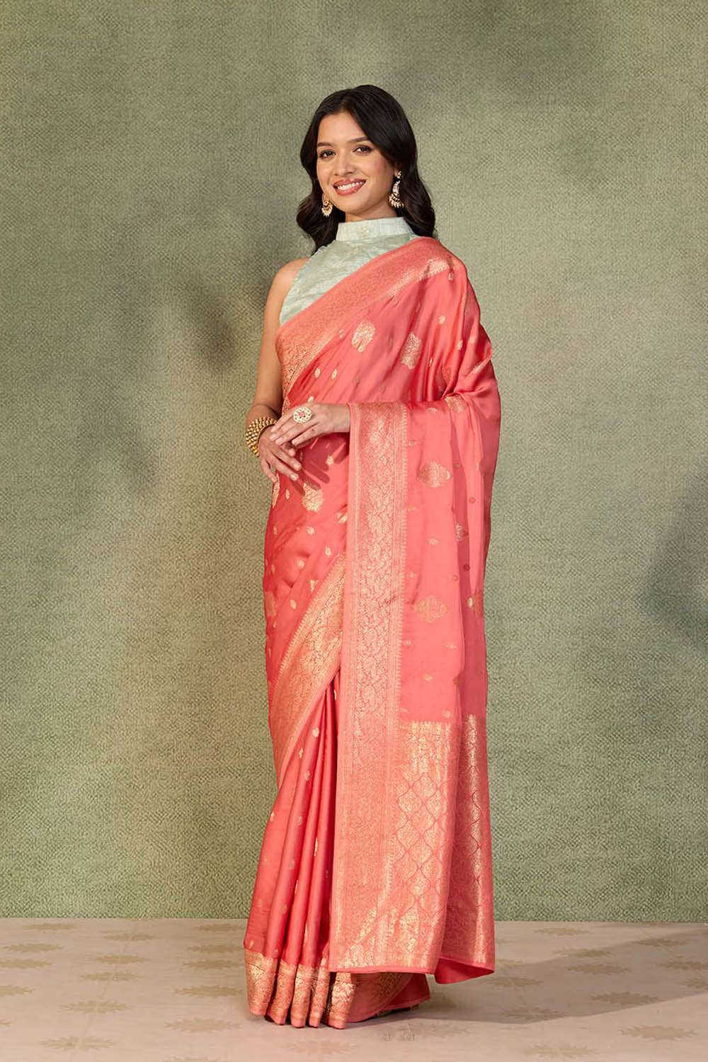 Light Pink Woven Pure Viscose Saree image number null