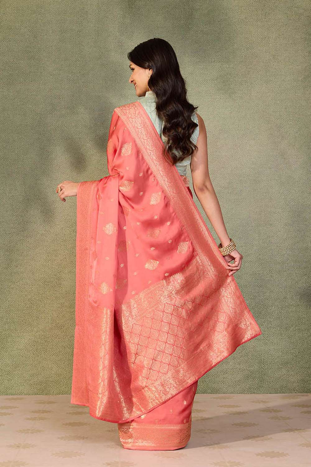 Light Pink Woven Pure Viscose Saree image number null
