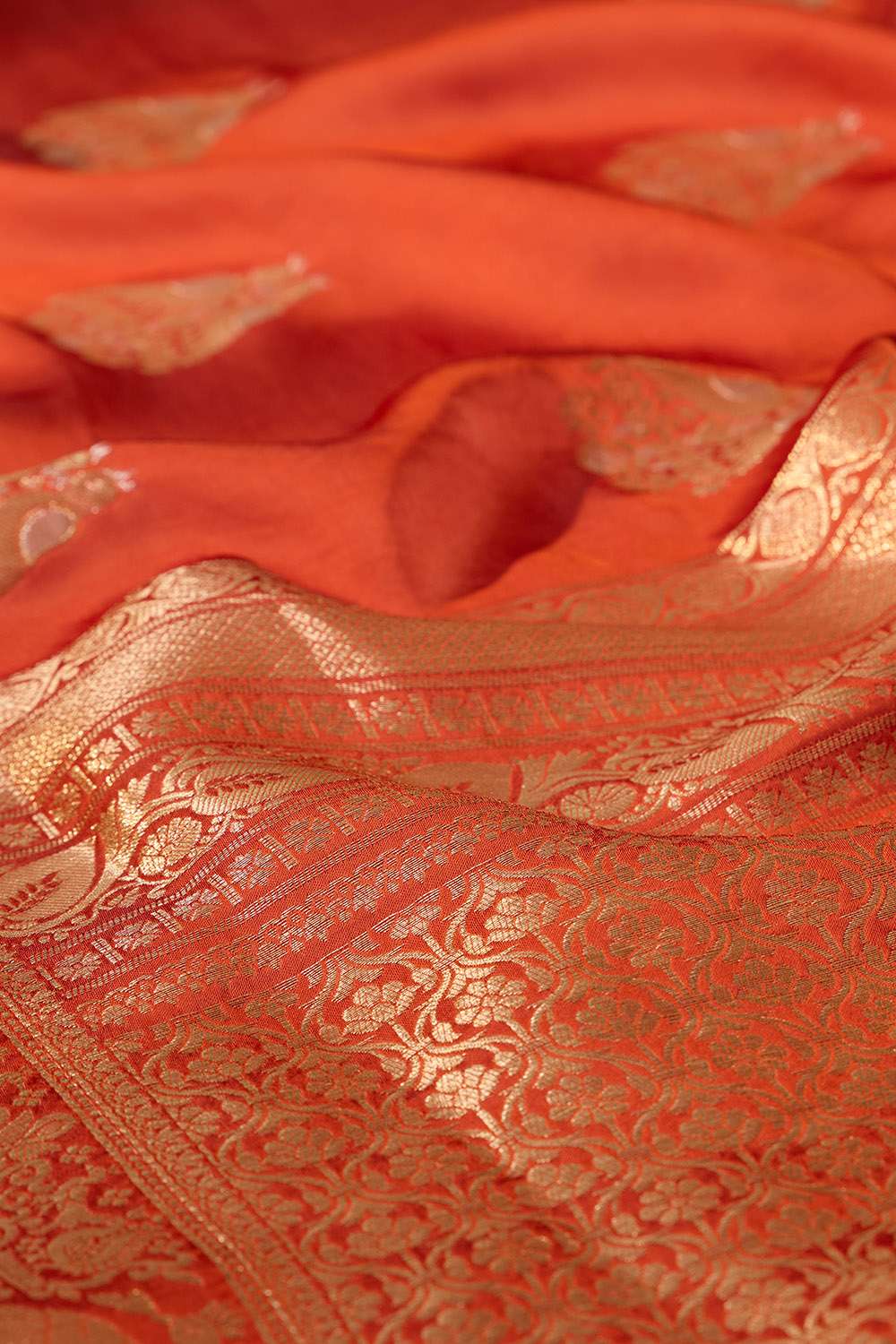 Orange Woven Pure Viscose Saree image number null