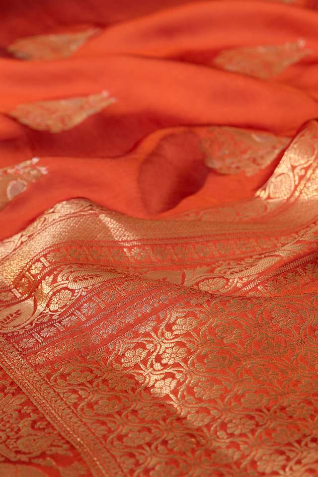 Orange Woven Pure Viscose Saree thumbnail image number null