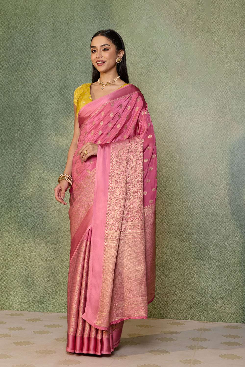 Pink Woven Pure Viscose Saree image number null