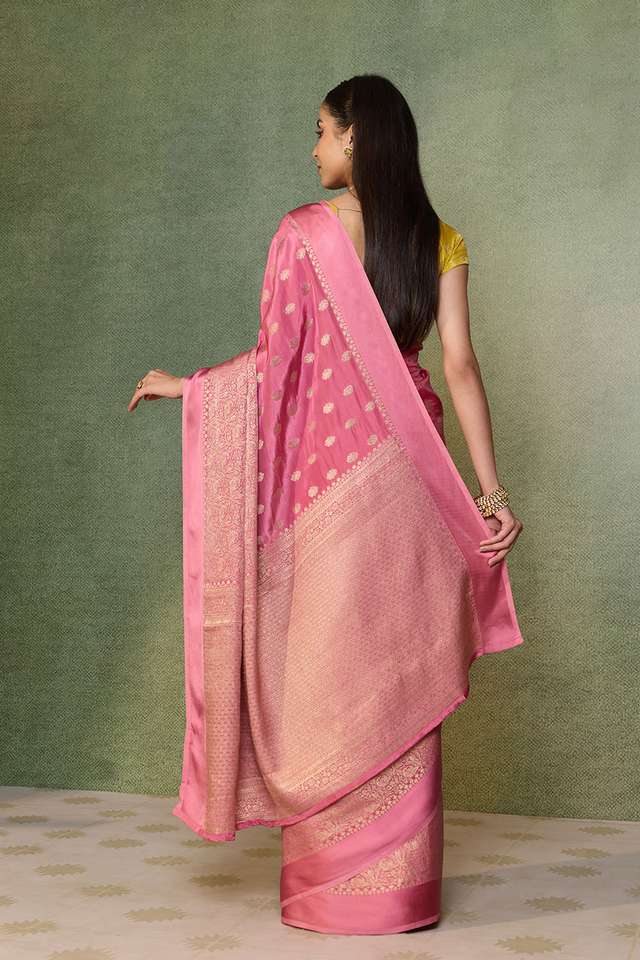 Pink Woven Pure Viscose Saree thumbnail image number null
