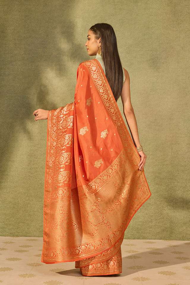 Orange Woven Pure Viscose Saree thumbnail image number null