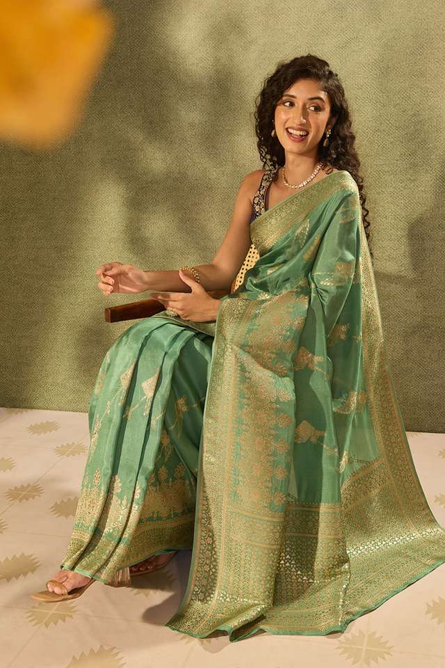 Light Green Pure Viscose Woven Saree image number