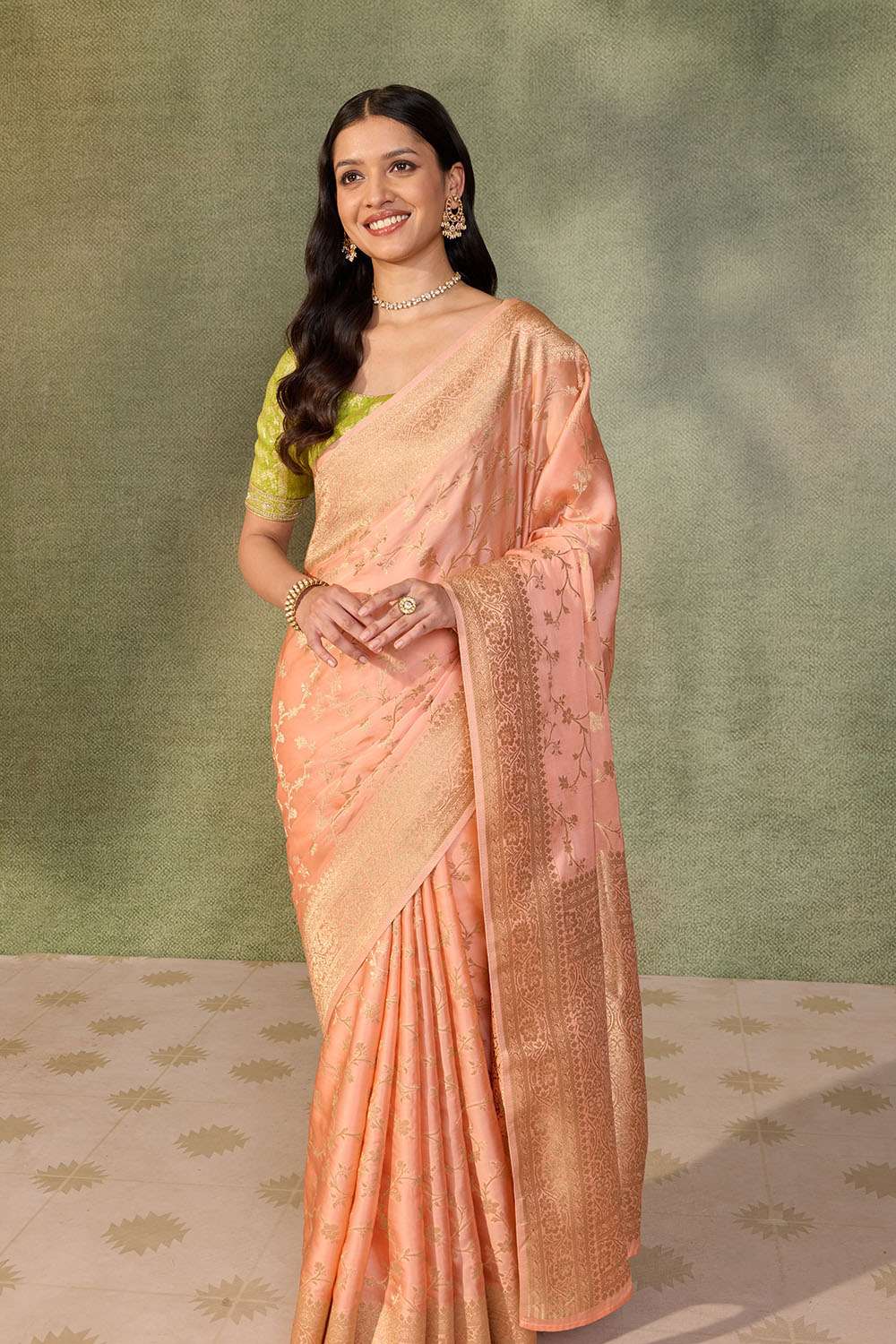 Light Orange Woven Pure Viscose Saree image number null