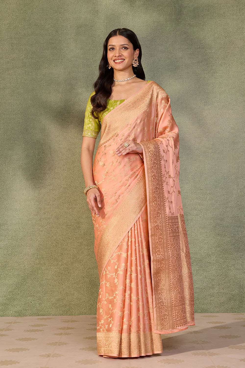 Light Orange Woven Pure Viscose Saree image number null